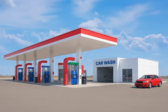 Recreación: gasolinera con lavadero